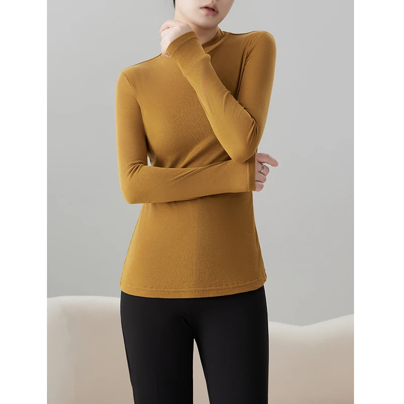 老敏哥 2024新款桑蚕丝配色伴侣多色显瘦长袖内搭打底衫S0105218