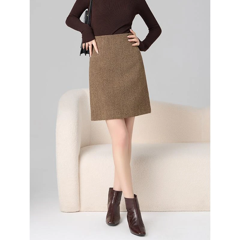老敏哥100羊毛遮胯显瘦时髦a字短裙半身裙女S11296632