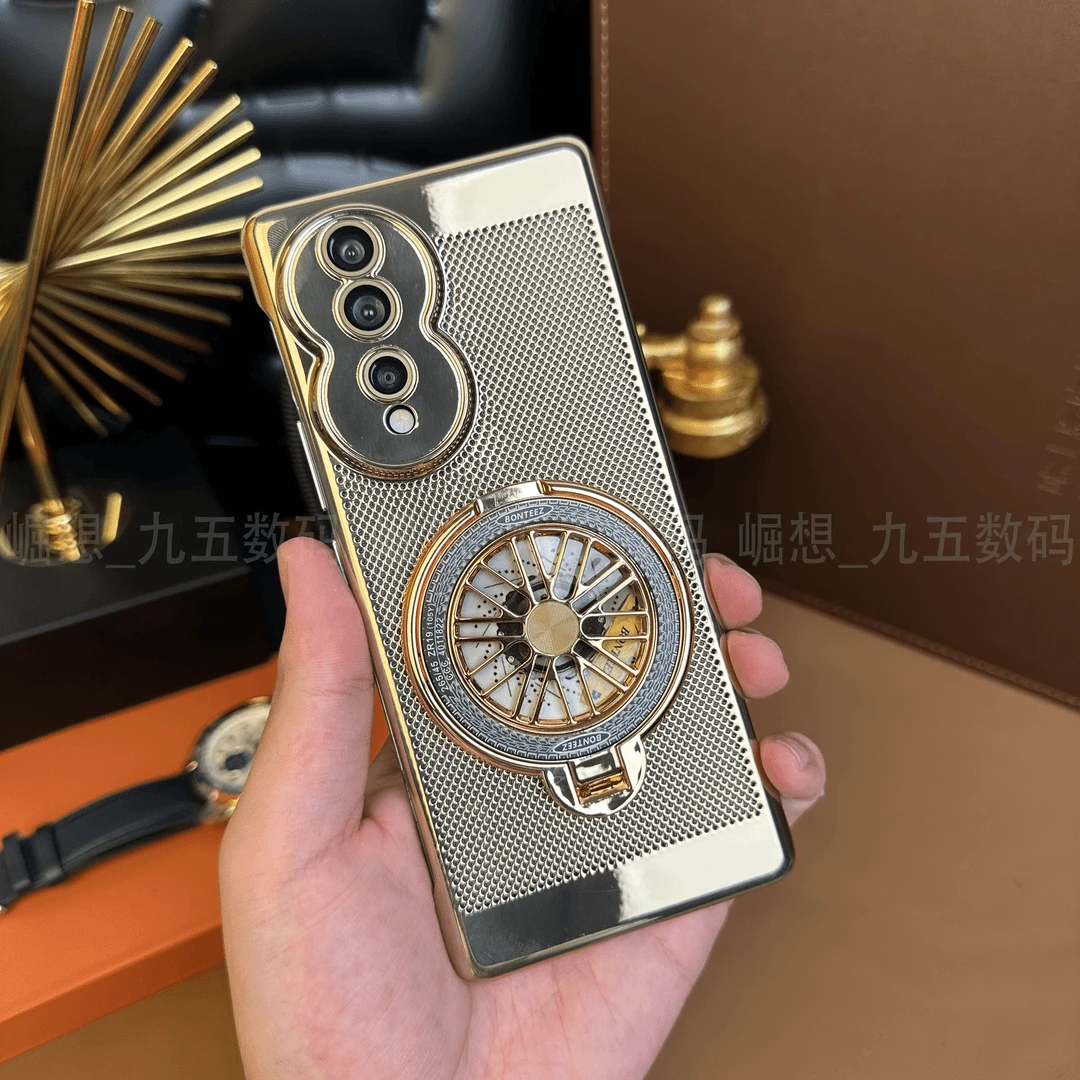 适用荣耀80Pro【解压陀螺支架 带镜头膜】高清镜头膜电镀散热防摔壳