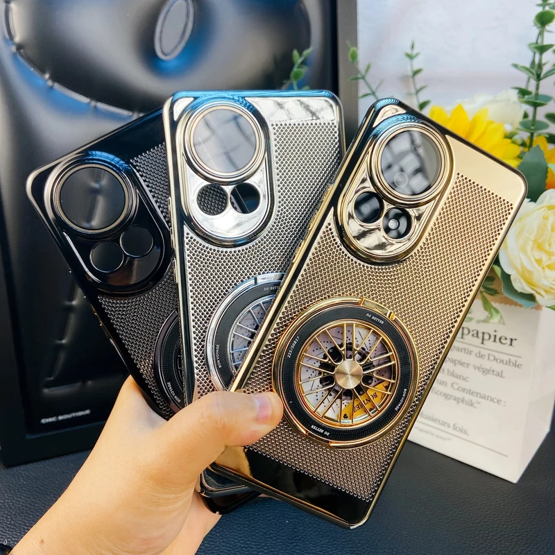 解压陀螺支架适用华为nova13电镀网格散热壳带镜头膜防摔