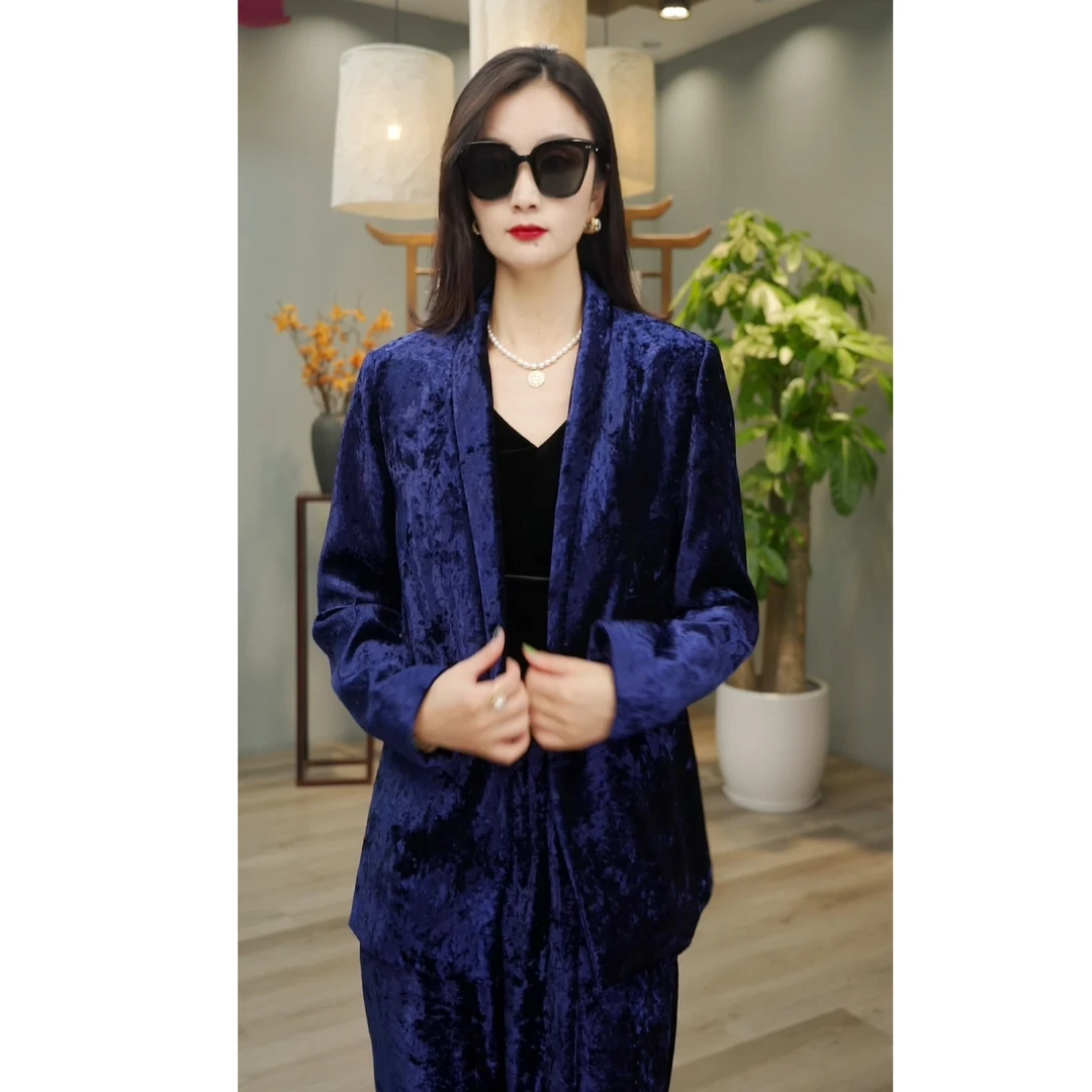 【韩然然原创设计】早秋设计师金钻丝绒西装外套 33250082