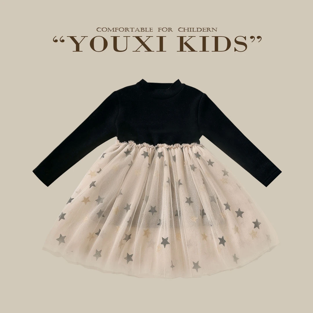 现【在逃公主】秋冬女童连衣裙纱裙公主裙洋气生日宴儿童FF1702