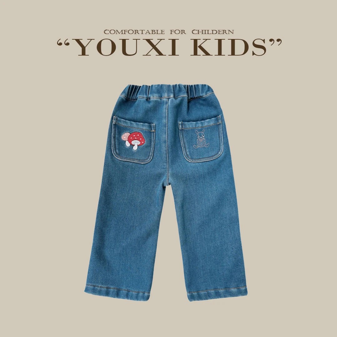 现【牛仔系列】儿童牛仔23秋冬新款女童加绒女小童洋气休闲裤FF1662