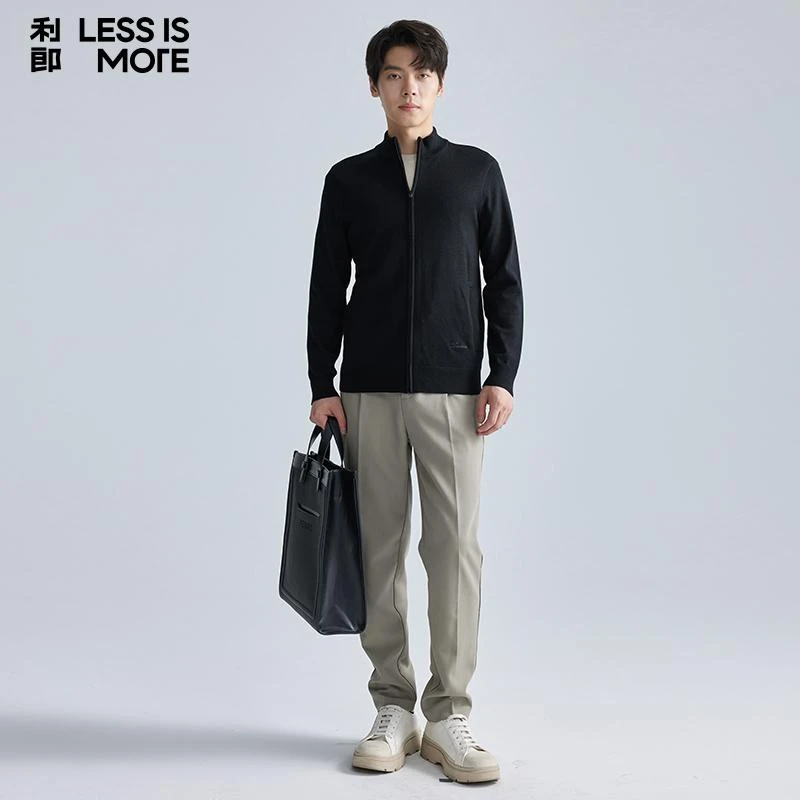 【莱赛尔绵羊毛混纺】利郎男士秋冬百搭纯拉链挺括毛织开衫A4DMS005