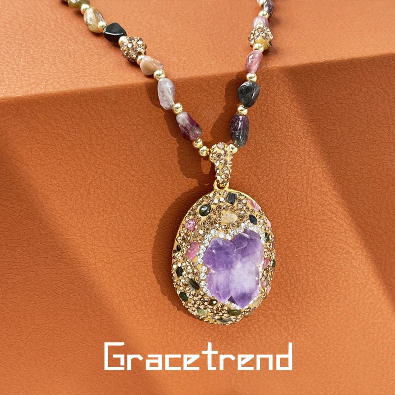 Grace trend 铜项链 紫色几何民族风优雅毛衣链（多样性发货）D-328