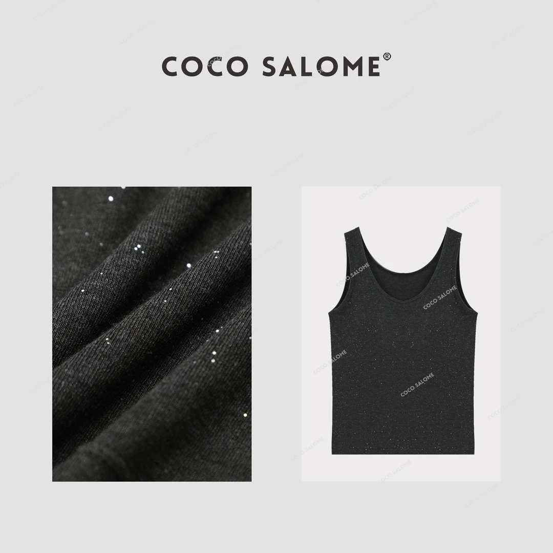 COCO SALOME【星空背心】百搭螺纹闪粉磨毛背心