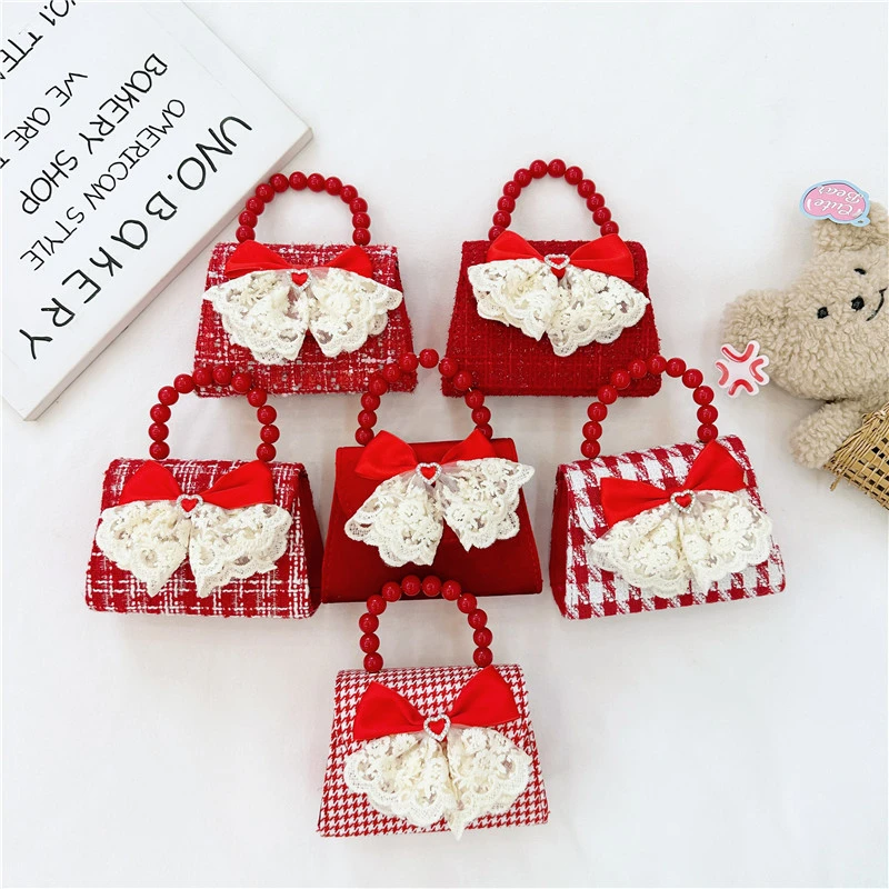 网红儿童新年包小女孩可爱新款斜跨包女童公主洋气宝宝红色拜年包