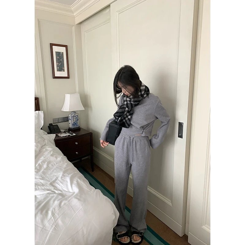 王少女的店【清清】灰色加绒休闲裤 K27416S44