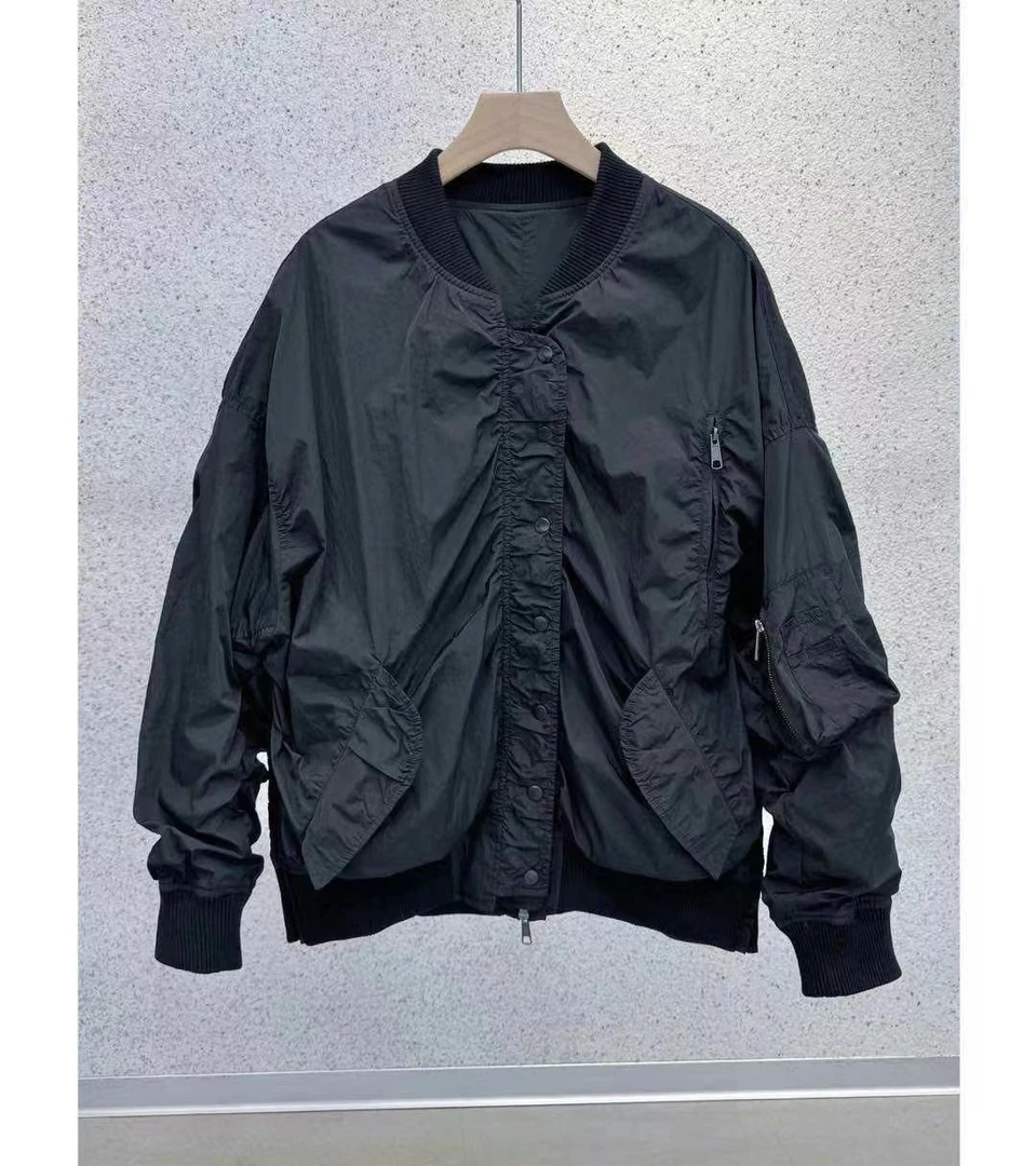 【LEETANG】褶皱纹理休闲棒球外套LT-66181