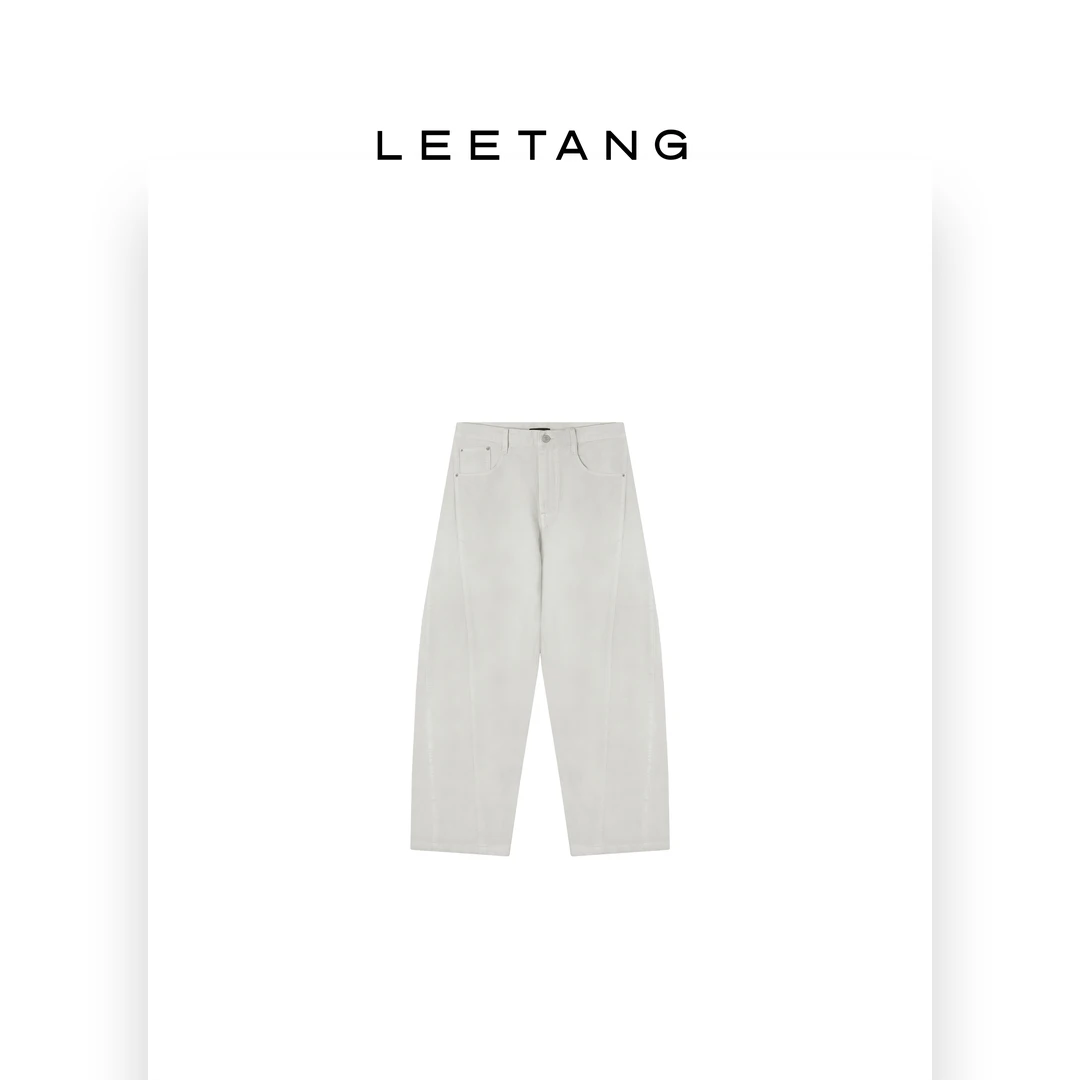 【LEETANG】水洗百搭休闲弯刀白牛仔裤LT-50525