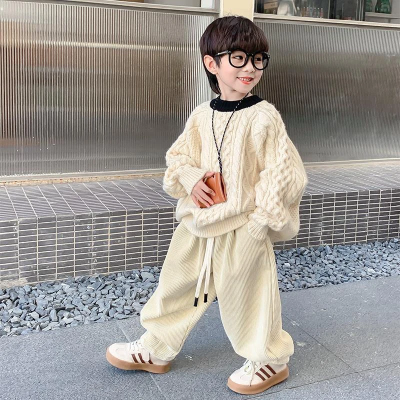 男童毛衣春秋韩范新款帅气上衣儿童拼色麻花套头针织衫男孩线衫