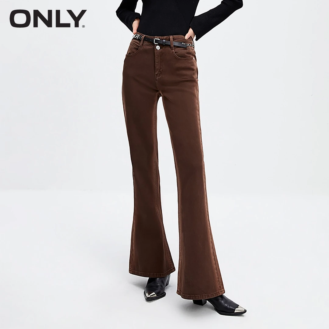 2073【金拐子专属】ONLY百搭休闲高腰喇叭裤牛仔裤女|123432073