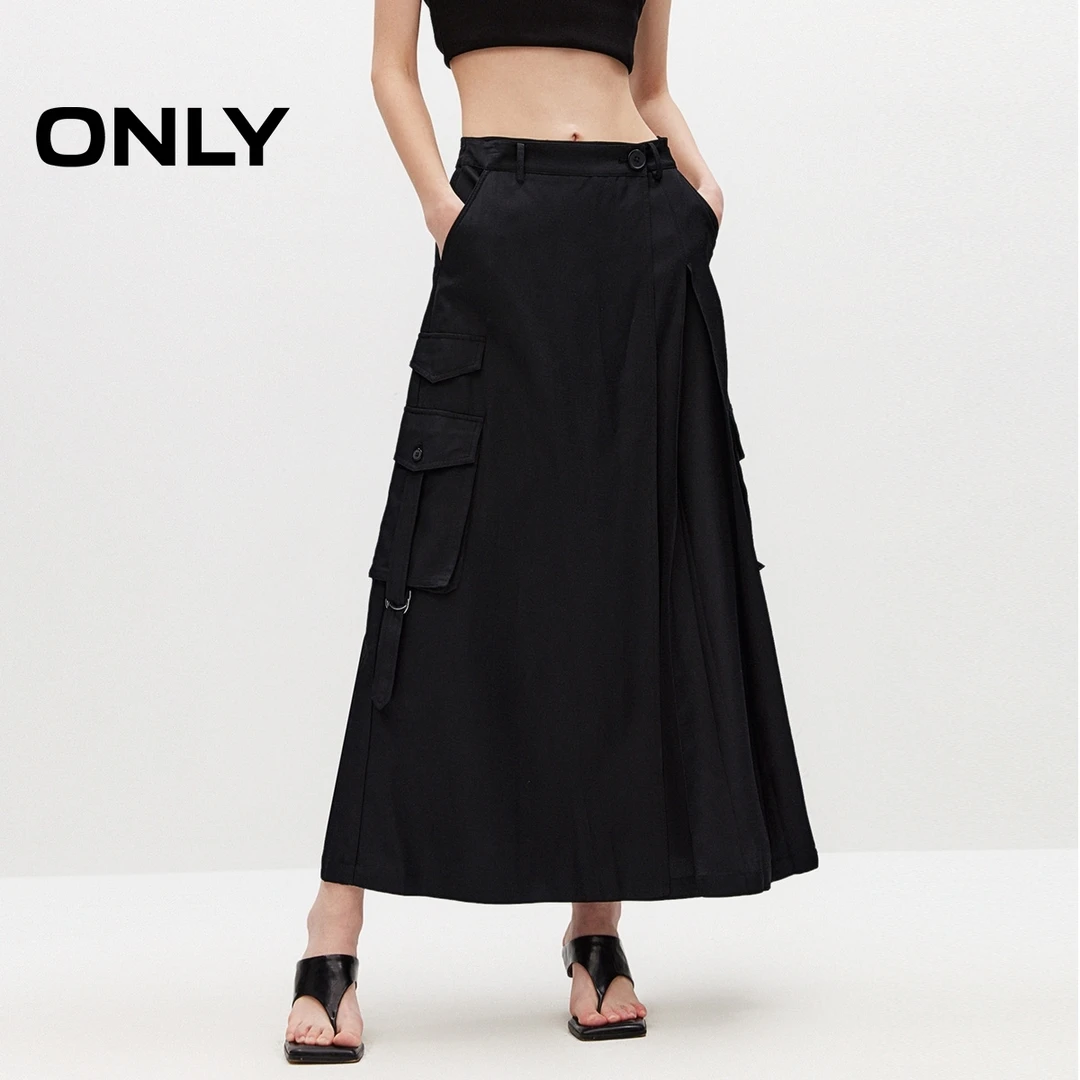 【丽公主专属】ONLY新款时尚休闲不对称设计长裙半身裙女|124116028