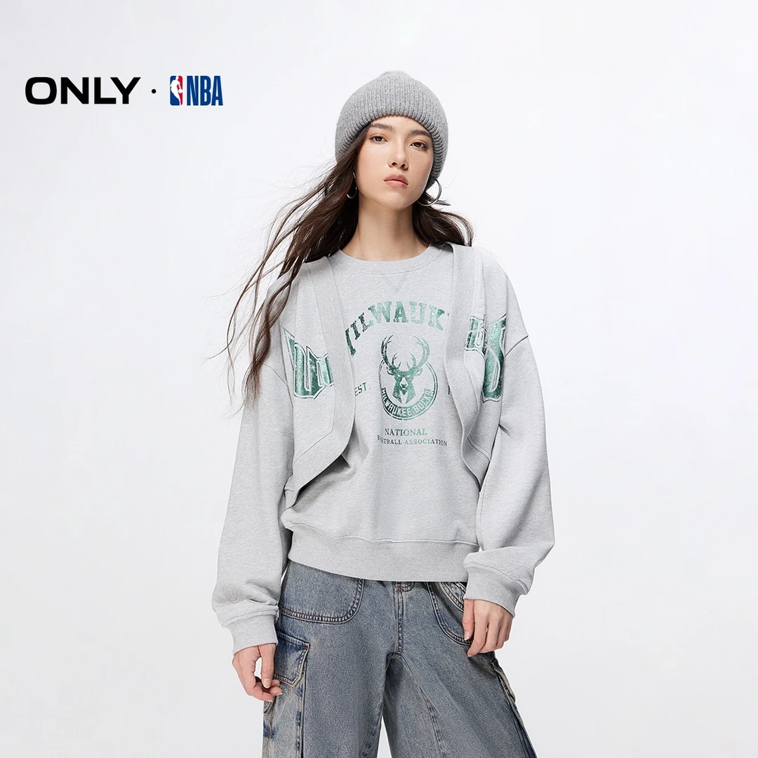 ONLY2025冬季新款NBA联名款美式潮酷印花套装卫衣女|12449R001
