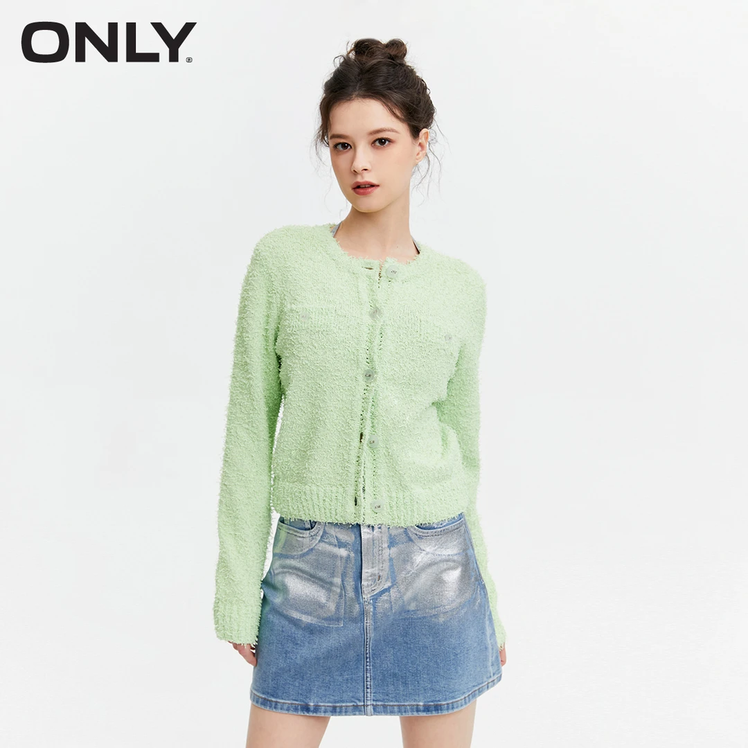 【丽公主专属】ONLY百搭小众多巴胺纽扣修身毛衣针织衫女|12413B003