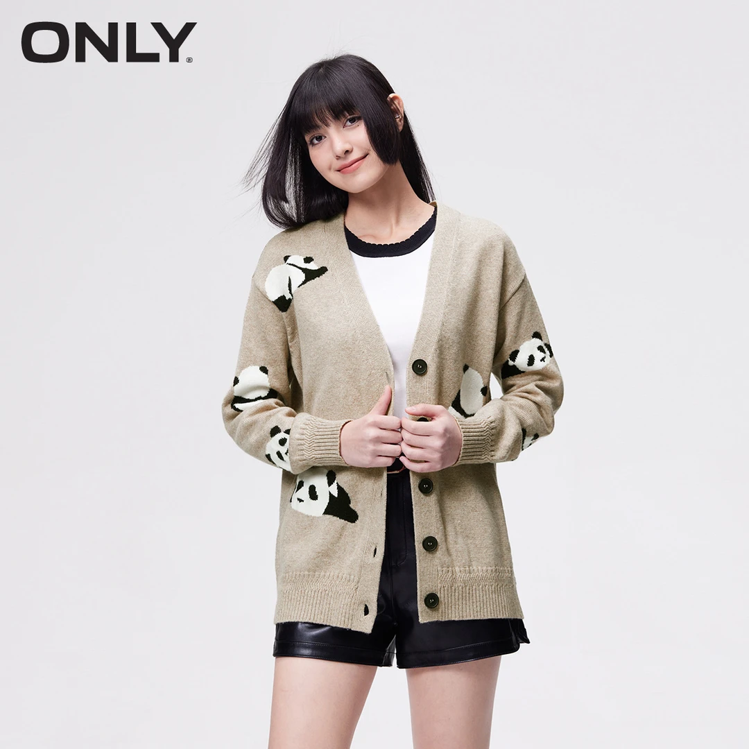 ONLY2025春季新款开衫V领长袖毛衣针织衫女|12413B001