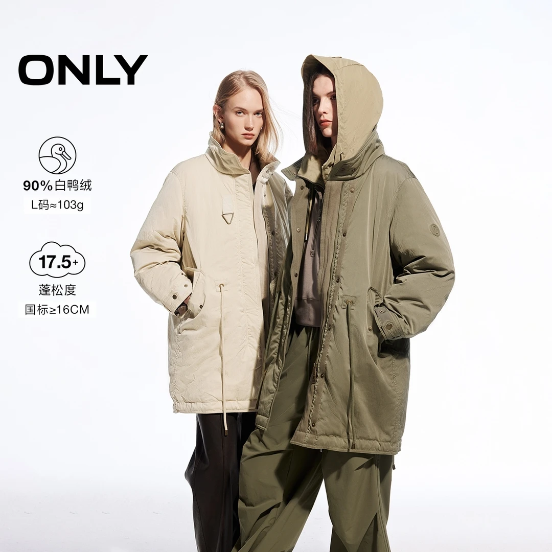 【90羽绒】ONLY2025冬季新款时尚90白鸭绒立领羽绒服女|124412019