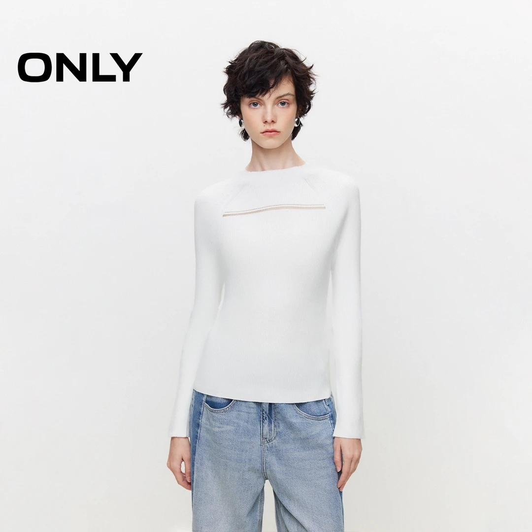ONLY2025冬季新款舒适显瘦修身半高领纯色毛衣针织衫女|124413016