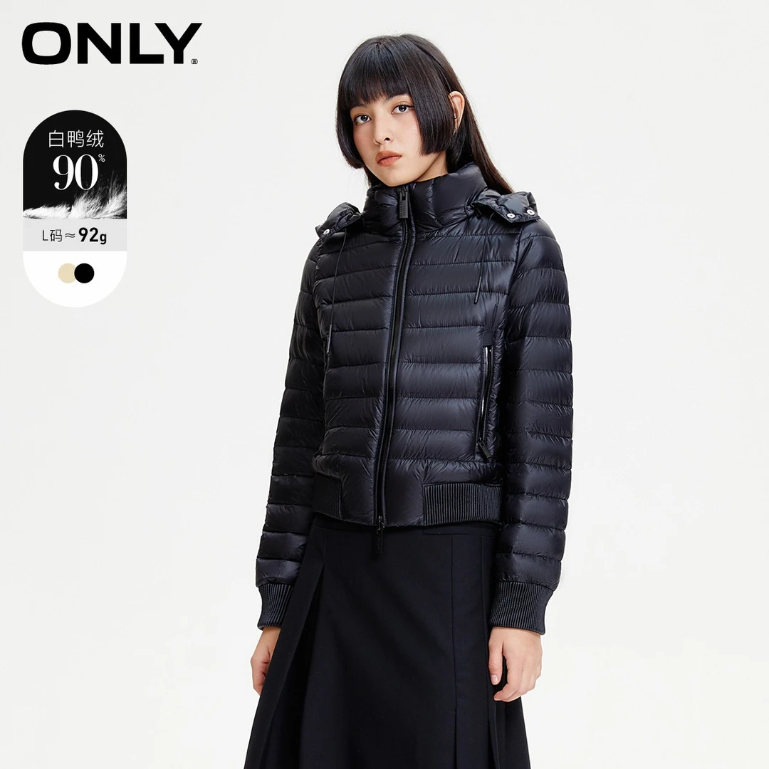 【90羽绒】ONLY冬季新款90白鸭绒连帽短款羽绒服女|123423057