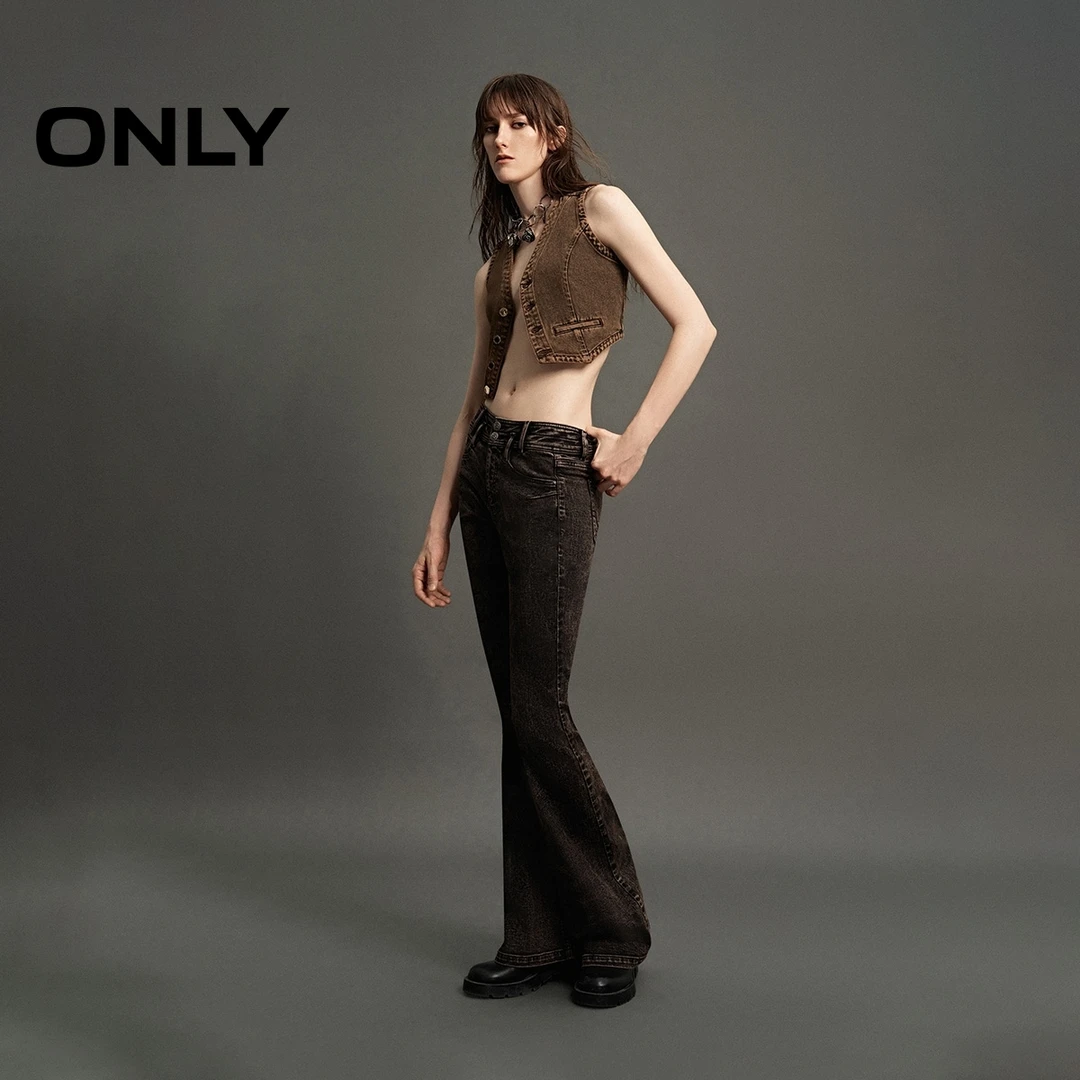 ONLY2025初秋新款复古潮流小个子显瘦喇叭裤牛仔裤女|124332009