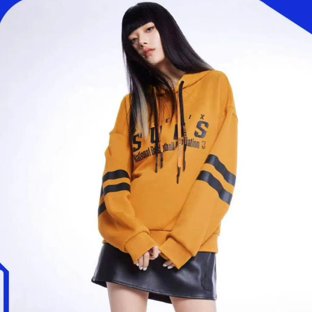【许半夏推荐】ONLY复古潮流撞色连帽套头长袖针织卫衣女|12319S012