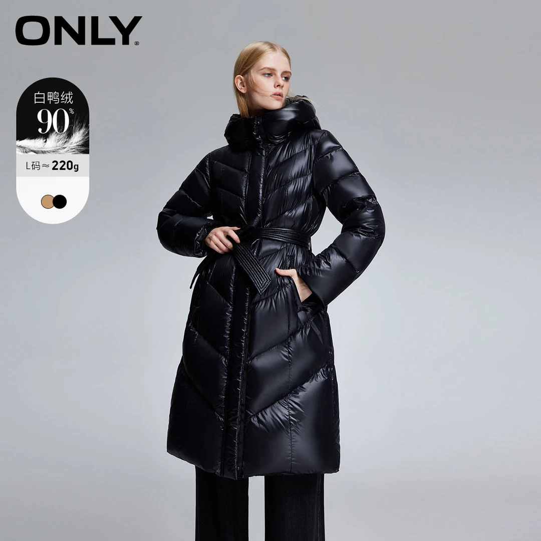 【辛小北专属】ONLY早秋新款90白中长款收腰羽绒服女|123412013