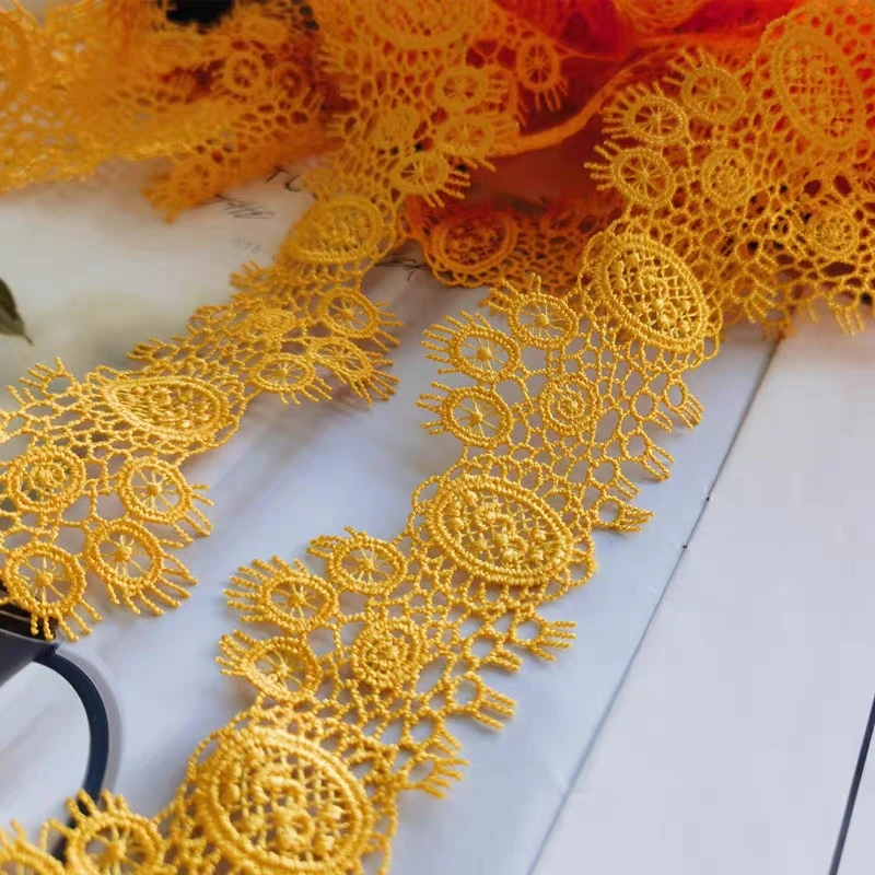6米黄色水溶镂空花边 花边辅料