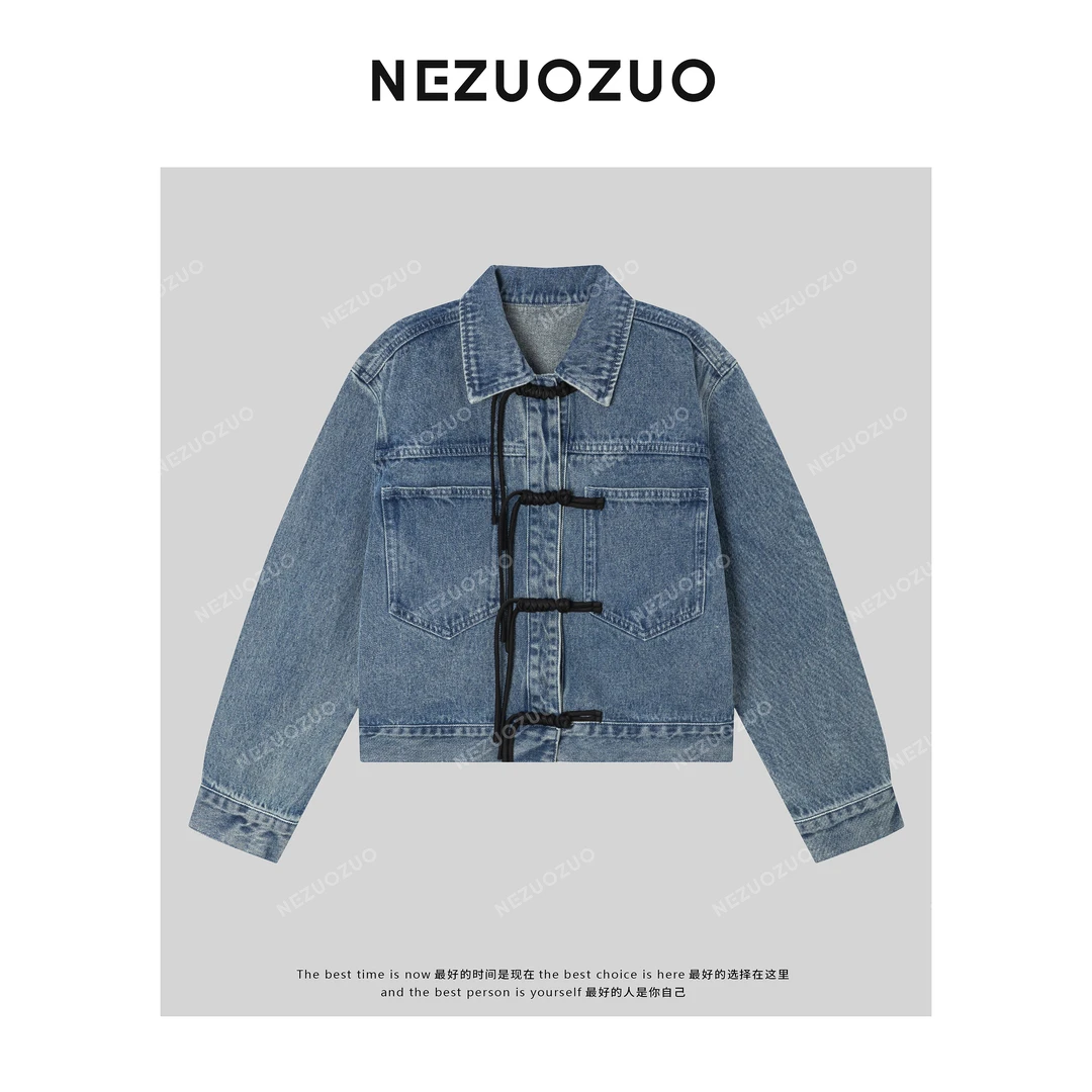 NZZ【国风牛仔】新中式盘扣牛仔外套韩版显瘦减龄牛仔外套