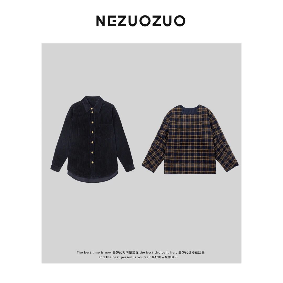 NZZ【复古灯芯绒衬衫】秋冬三合一衬衫 藏蓝复古灯芯绒棉服可卸内胆