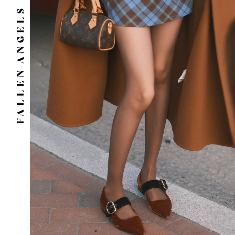 FallenAngels Origin碳灰色黑丝袜女不加绒薄款超柔软