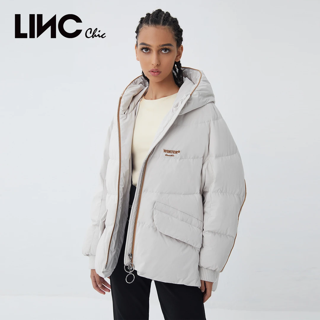 LINCCHIC/金羽杰超薄短款女士连帽羽绒服外套女秋冬季Y21802108