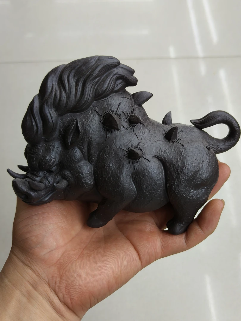 宜兴紫砂茶宠猪刚鬣精工全手工制作