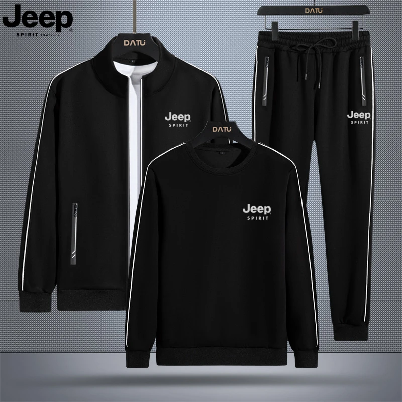 JEEPSPIRIT秋季新款长袖时尚百搭休闲圆领套装立领夹克套装958