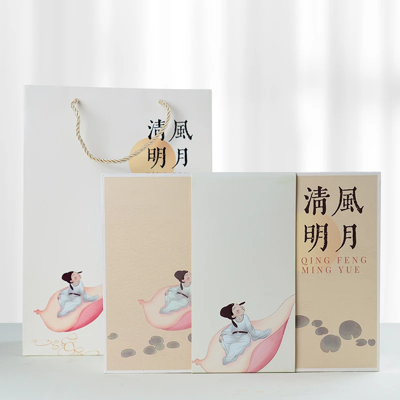 #140清风明月文房四宝礼盒套装精品陶瓷笔筒笔搁水盂镇尺墨碟送礼