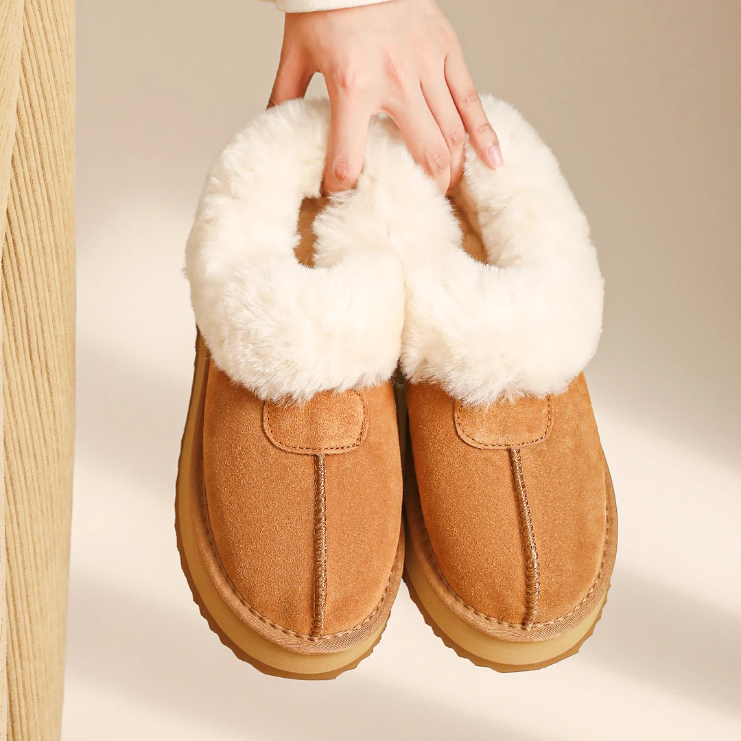 【皮毛一体】塔次特短筒厚底雪地靴女时尚外穿加绒加厚毛毛鞋女包跟