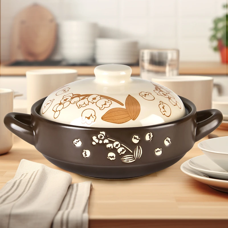 康舒铃兰耐热大容量干烧锅陶瓷砂锅煲仔饭黄焖鸡炖菜焖煲明火瓷煲