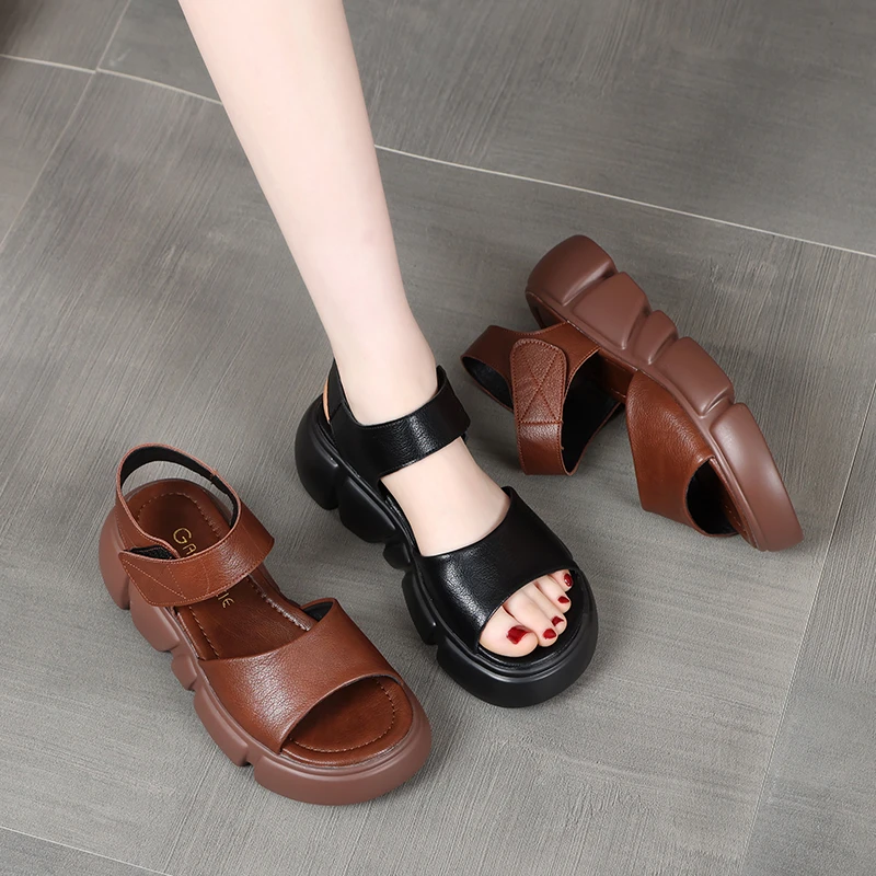 全皮女士凉鞋夏季妈妈2024新款时尚百搭罗马凉鞋女平跟真皮软底鞋