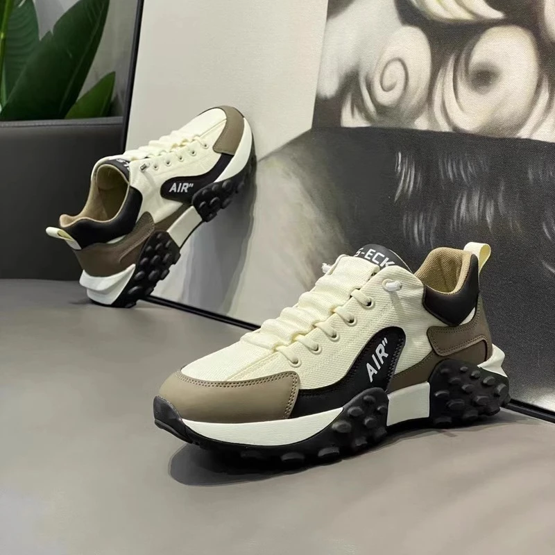 2024春夏新男士款透气网面休闲鞋低帮拼接潮流阿甘鞋时尚百搭男鞋