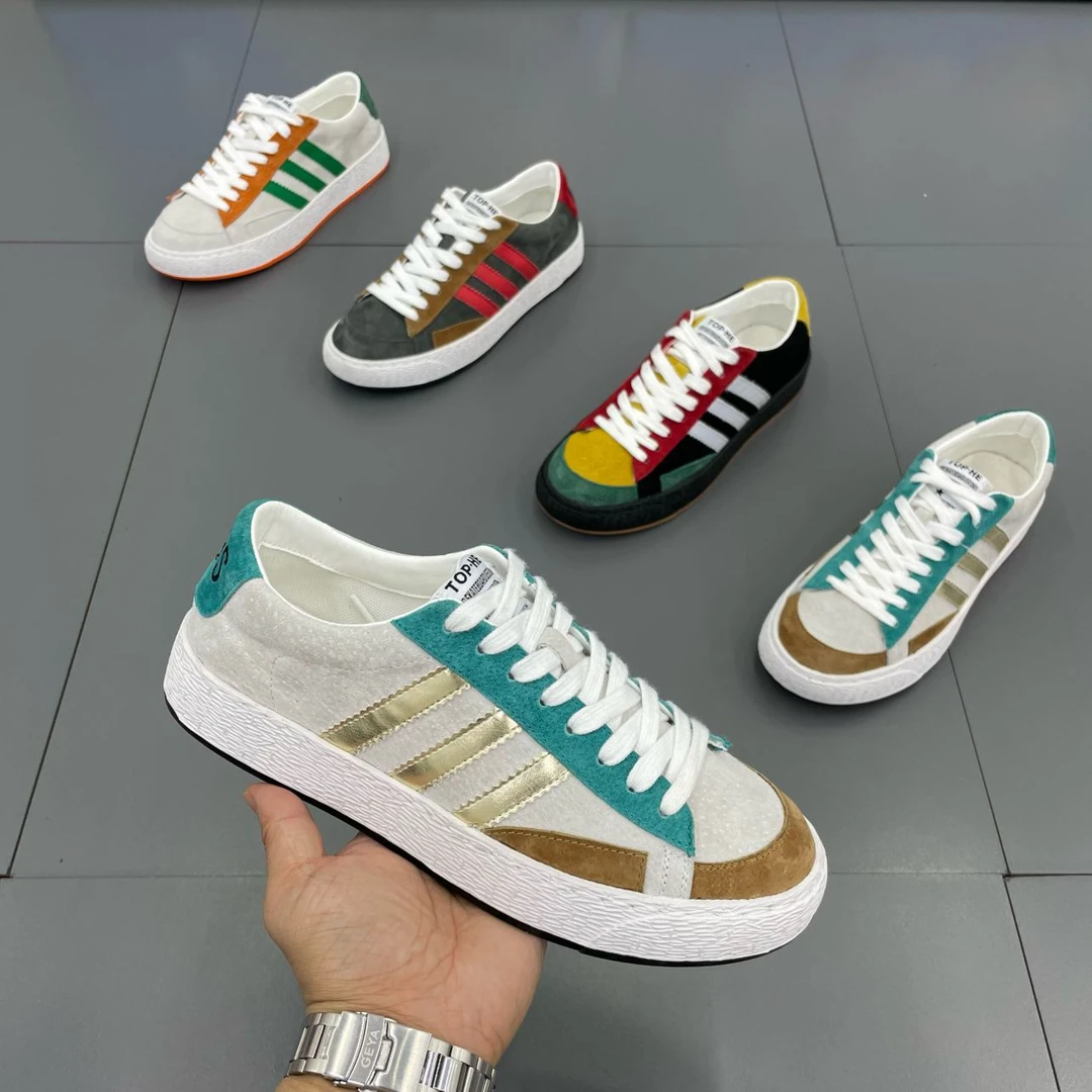 广州春夏新款男士拼色条潮流百搭时尚个性男士休闲运动低帮潮板鞋