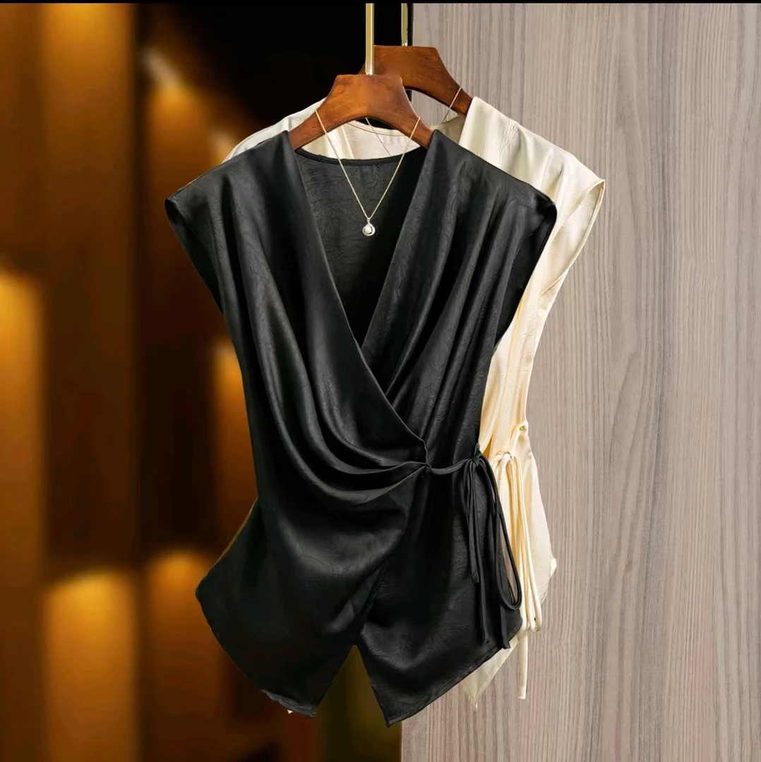 V领法式衬衣新款显瘦洋气气质女士休闲上衣衬衫