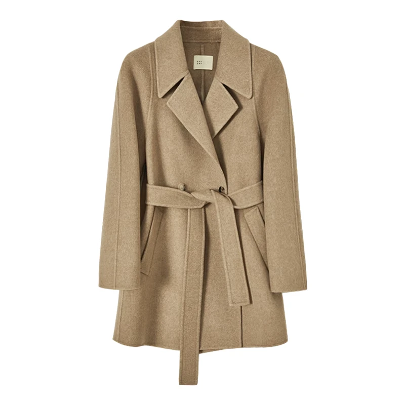 高档清仓简约双面羊绒大衣女羊毛呢外套秋冬季西装中长款外套8262