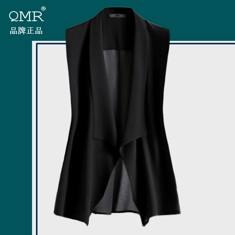 宽松休闲百搭叠穿黑色马夹女2024夏季雪纺新薄款开衫外套马甲0530