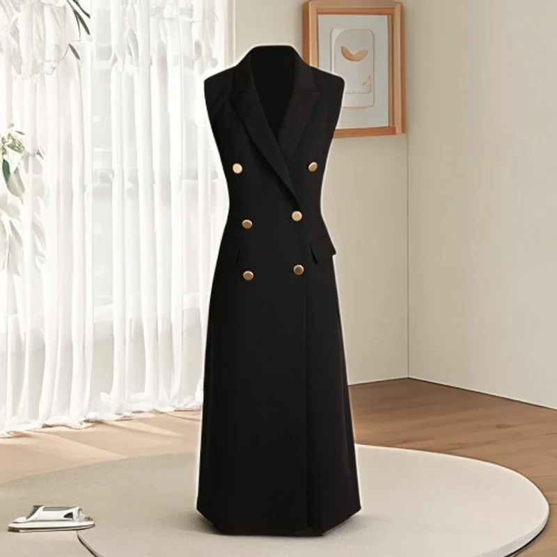 高级感西装马甲女连衣裙2025秋冬新款气质长款轻职风马夹外套7482