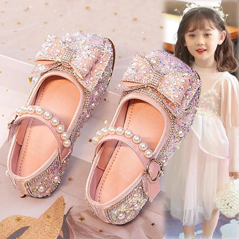 童鞋小皮鞋2024新款秋季儿童水晶单鞋女孩爆款表演公主鞋学生
