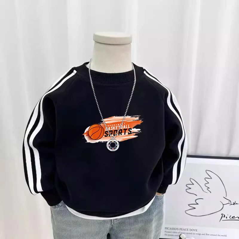 男童卫衣秋冬款2024新款儿童套头上衣中小童装冬装加绒打底衫长袖