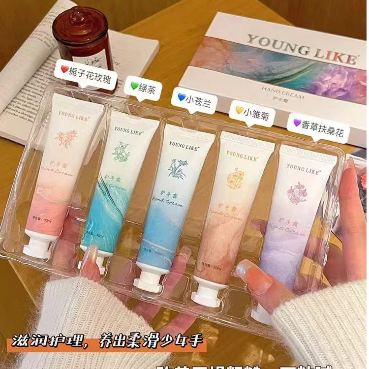 （送礼袋）护手霜礼盒5只滋润保湿伴手礼套盒花香礼盒套装
