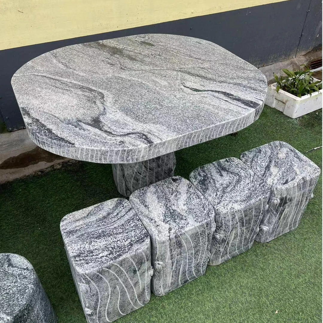 {包邮到县城或者市区物流站提货}天然石材石桌石凳户外别墅