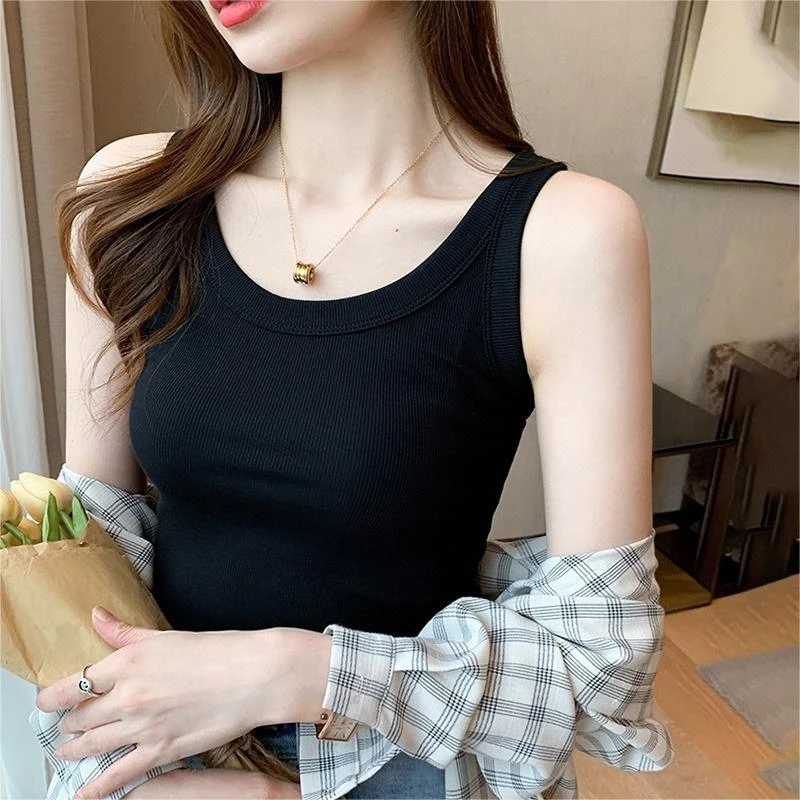 【奇彩】 背心美背小背心春夏外穿修身百搭无袖体恤背心打底上衣女