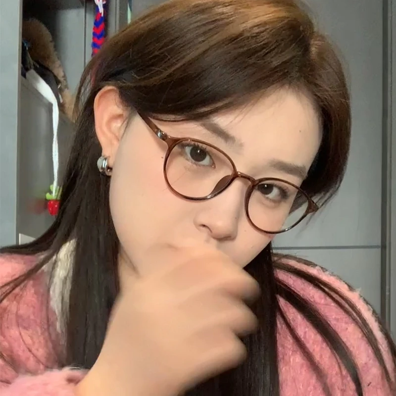超轻TR90复古椭圆框韩系冷茶色眼镜框小脸可配近视度数眼镜女韩版