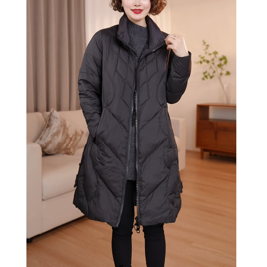 【24小时发】欧货羽绒服女冬季中长款休闲时尚设计感大码外套